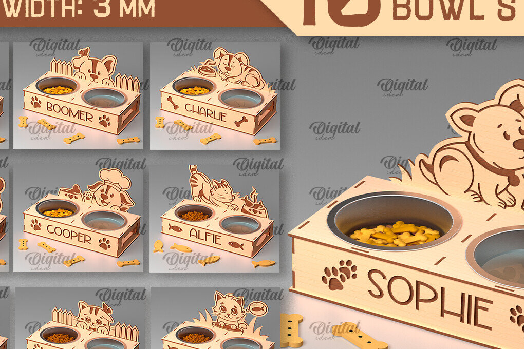 Intra απο ξύλο plywood 3mm-4mm πάχος – Βάσεις για μπολ τροφών για κατοικίδια Δέσμη κοπής με λέιζερ Δίασταση  20x20 cm INTRAFABR-98219206