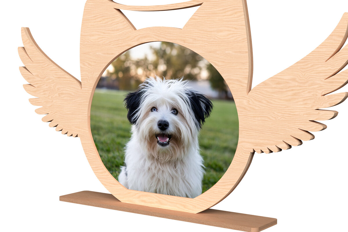 Intra απο ξύλο plywood 3mm-4mm πάχος – Κορνίζα φωτογραφιών Angel Wings Memorial Pet Δίασταση  20x20 cm INTRAFABR-110382301