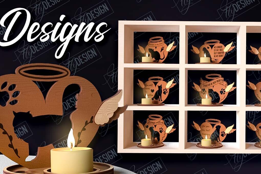 Intra απο ξύλο plywood 3mm-4mm πάχος –  δέσμης θήκης κεριών Memorial Pet Δίασταση  20x20 cm INTRAFABR-95506632