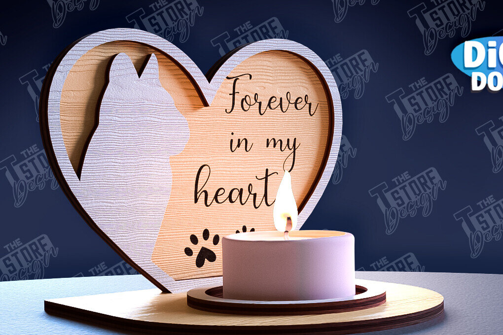 Intra απο ξύλο plywood 3mm-4mm πάχος – Μνημείο για κατοικίδια Κεριά κοπής με λέιζερ Δίασταση  20x20 cm INTRAFABR-95357505