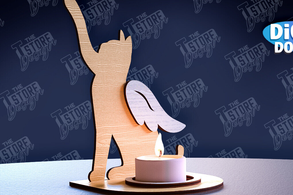 Intra απο ξύλο plywood 3mm-4mm πάχος – Μνημείο για κατοικίδια Κεριά κοπής με λέιζερ Δίασταση  20x20 cm INTRAFABR-95357520