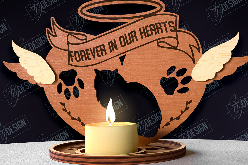 Intra απο ξύλο plywood 3mm-4mm πάχος – Μνημείο για κατοικίδια Κεριά κοπής με λέιζερ Δίασταση  20x20 cm INTRAFABR-95504756