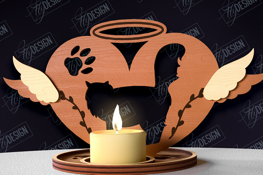 Intra απο ξύλο plywood 3mm-4mm πάχος – Μνημείο για κατοικίδια Κεριά κοπής με λέιζερ Δίασταση  20x20 cm INTRAFABR-95504748