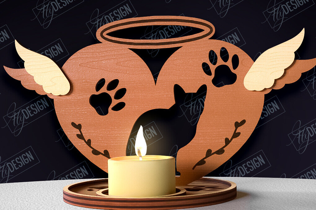 Intra απο ξύλο plywood 3mm-4mm πάχος – Μνημείο για κατοικίδια Κεριά κοπής με λέιζερ Δίασταση  20x20 cm INTRAFABR-95504759