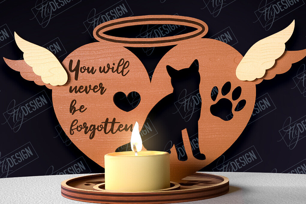 Intra απο ξύλο plywood 3mm-4mm πάχος – Μνημείο για κατοικίδια Κεριά κοπής με λέιζερ Δίασταση  20x20 cm INTRAFABR-95504771