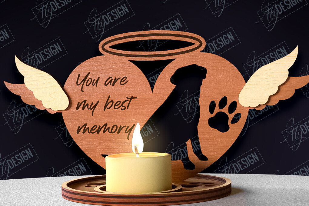 Intra απο ξύλο plywood 3mm-4mm πάχος – Μνημείο για κατοικίδια Κεριά κοπής με λέιζερ Δίασταση  20x20 cm INTRAFABR-95504782