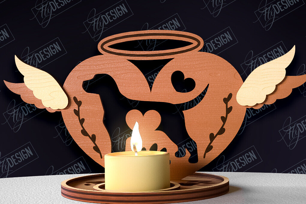 Intra απο ξύλο plywood 3mm-4mm πάχος – Μνημείο για κατοικίδια Κεριά κοπής με λέιζερ Δίασταση  20x20 cm INTRAFABR-95504794