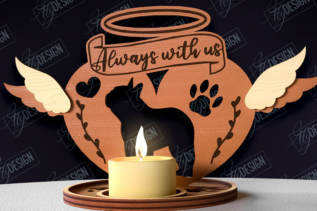 Intra απο ξύλο plywood 3mm-4mm πάχος – Μνημείο για κατοικίδια Κεριά κοπής με λέιζερ Δίασταση  20x20 cm INTRAFABR-95504805