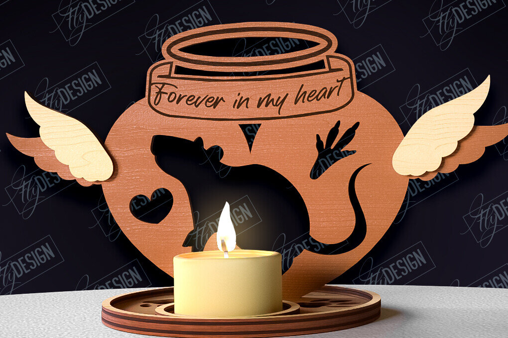 Intra απο ξύλο plywood 3mm-4mm πάχος – Μνημείο για κατοικίδια Κεριά κοπής με λέιζερ Δίασταση  20x20 cm INTRAFABR-95504815