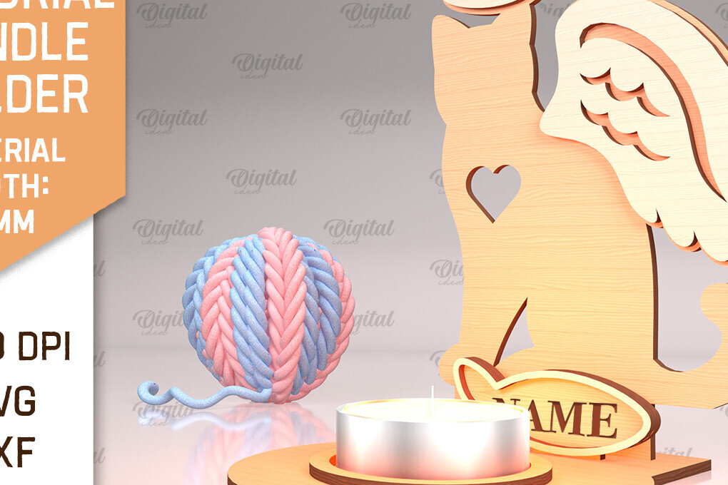 Intra απο ξύλο plywood 3mm-4mm πάχος – Μνημείο για κατοικίδια Κεριά κοπής με λέιζερ Δίασταση  20x20 cm INTRAFABR-94581604