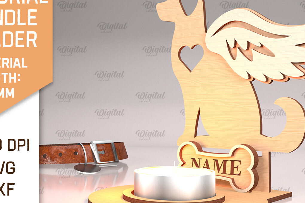 Intra απο ξύλο plywood 3mm-4mm πάχος – Μνημείο για κατοικίδια Κεριά κοπής με λέιζερ Δίασταση  20x20 cm INTRAFABR-94581458