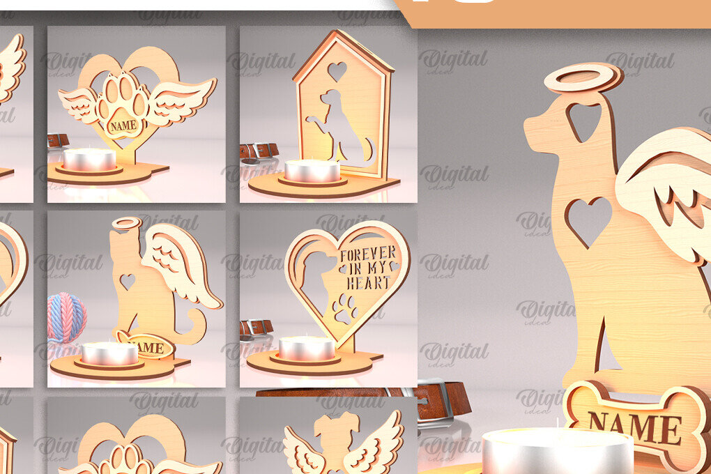 Intra απο ξύλο plywood 3mm-4mm πάχος – Pet Memorial Candle Holders Bundle Δίασταση  20x20 cm INTRAFABR-94587493
