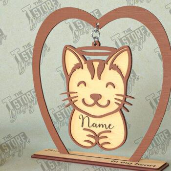 Intra απο ξύλο plywood 3mm-4mm πάχος – Μνημείο κατοικίδιων κρεμαστή καρδιά | Φτερά Αγγέλου Δίασταση  20x20 cm INTRAFABR-98698823 - Image 1