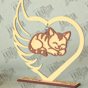 Intra απο ξύλο plywood 3mm-4mm πάχος – Μνημείο κατοικίδιων κρεμαστή καρδιά | Φτερά Αγγέλου Δίασταση  20x20 cm INTRAFABR-98698800 - Image 1