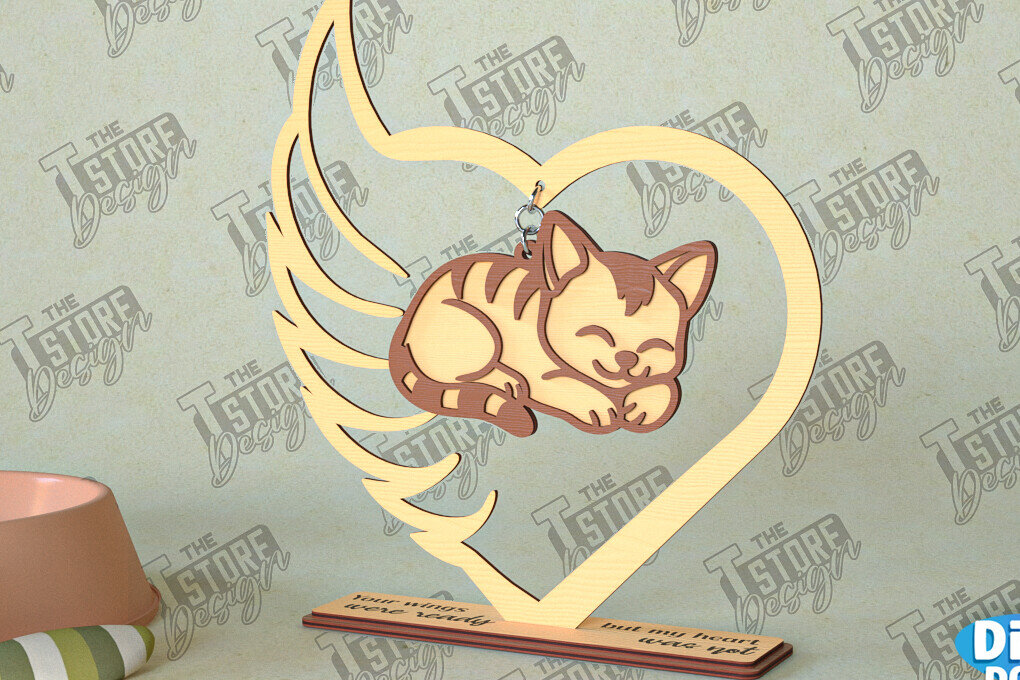 Intra απο ξύλο plywood 3mm-4mm πάχος – Μνημείο κατοικίδιων κρεμαστή καρδιά | Φτερά Αγγέλου Δίασταση  20x20 cm INTRAFABR-98698800