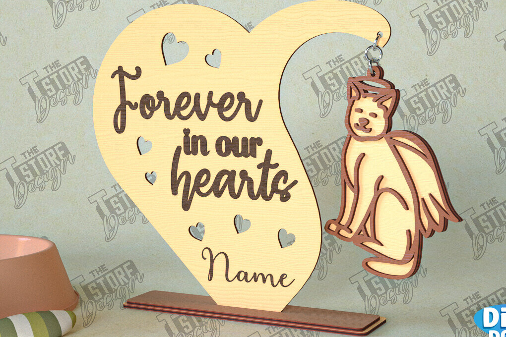 Intra απο ξύλο plywood 3mm-4mm πάχος – Μνημείο κατοικίδιων κρεμαστή καρδιά | Φτερά Αγγέλου Δίασταση  20x20 cm INTRAFABR-98698663