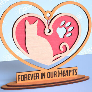 Intra απο ξύλο plywood 3mm-4mm πάχος – Μνημείο κατοικίδιων κρεμαστή δέσμη καρδιών | CNC Δίασταση  20x20 cm INTRAFABR-99262901 - Image 2