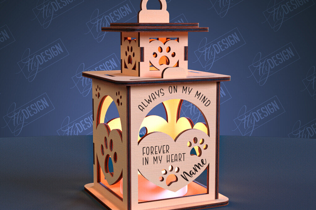 Intra απο ξύλο plywood 3mm-4mm πάχος – Φανάρι Μνήμης Ζώων | 3D Φανάρι | CNC Δίασταση  20x20 cm INTRAFABR-99067638