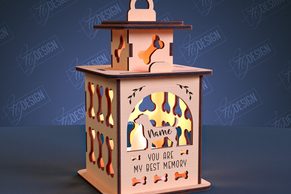 Intra απο ξύλο plywood 3mm-4mm πάχος – Φανάρι Μνήμης Ζώων | 3D Φανάρι | CNC Δίασταση  20x20 cm INTRAFABR-99067569