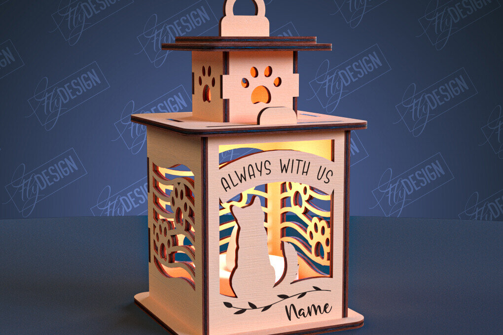 Intra απο ξύλο plywood 3mm-4mm πάχος – Φανάρι Μνήμης Ζώων | 3D Φανάρι | CNC Δίασταση  20x20 cm INTRAFABR-99067574