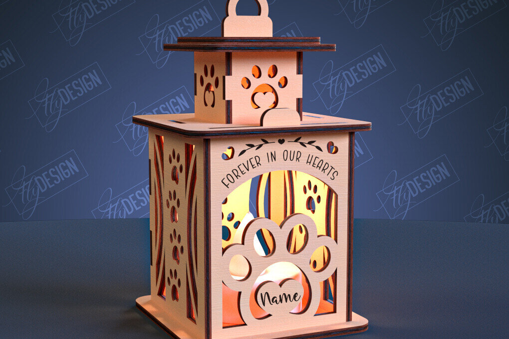 Intra απο ξύλο plywood 3mm-4mm πάχος – Φανάρι Μνήμης Ζώων | 3D Φανάρι | CNC Δίασταση  20x20 cm INTRAFABR-99067582