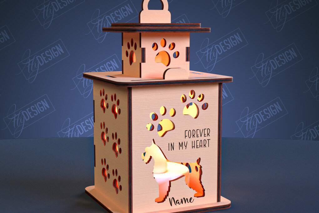 Intra απο ξύλο plywood 3mm-4mm πάχος – Φανάρι Μνήμης Ζώων | 3D Φανάρι | CNC Δίασταση  20x20 cm INTRAFABR-99067628