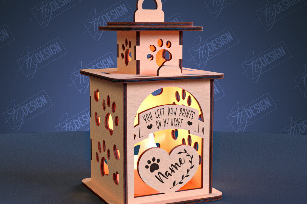 Intra απο ξύλο plywood 3mm-4mm πάχος – Φανάρι Μνήμης Ζώων | 3D Φανάρι | CNC Δίασταση  20x20 cm INTRAFABR-99067465