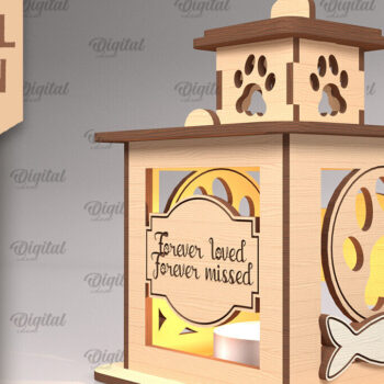 Intra απο ξύλο plywood 3mm-4mm πάχος – Pet Memorial Lantern. 3D Λαμπτήρες Laser Δίασταση  20x20 cm INTRAFABR-92124211 - Image 1