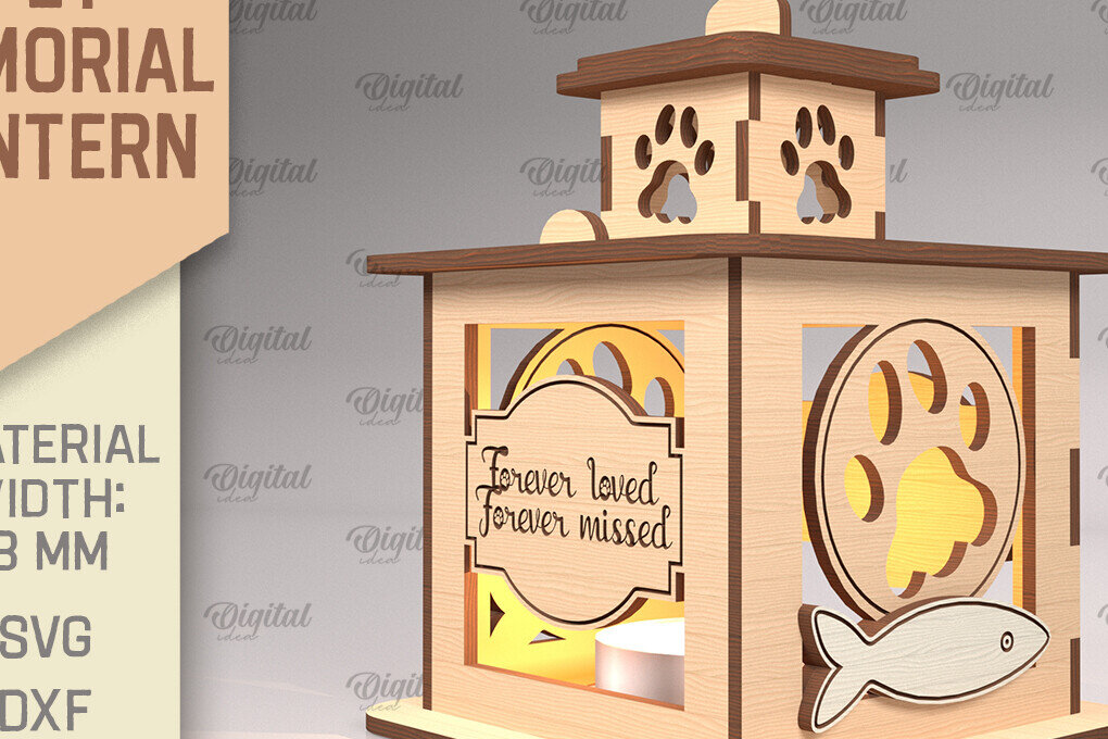 Intra απο ξύλο plywood 3mm-4mm πάχος – Pet Memorial Lantern. 3D Λαμπτήρες Laser Δίασταση  20x20 cm INTRAFABR-92124211
