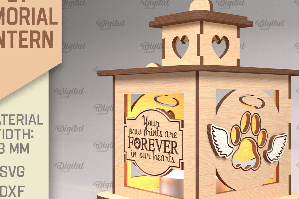 Intra απο ξύλο plywood 3mm-4mm πάχος – Pet Memorial Lantern. 3D Λαμπτήρες Laser Δίασταση  20x20 cm INTRAFABR-92123967