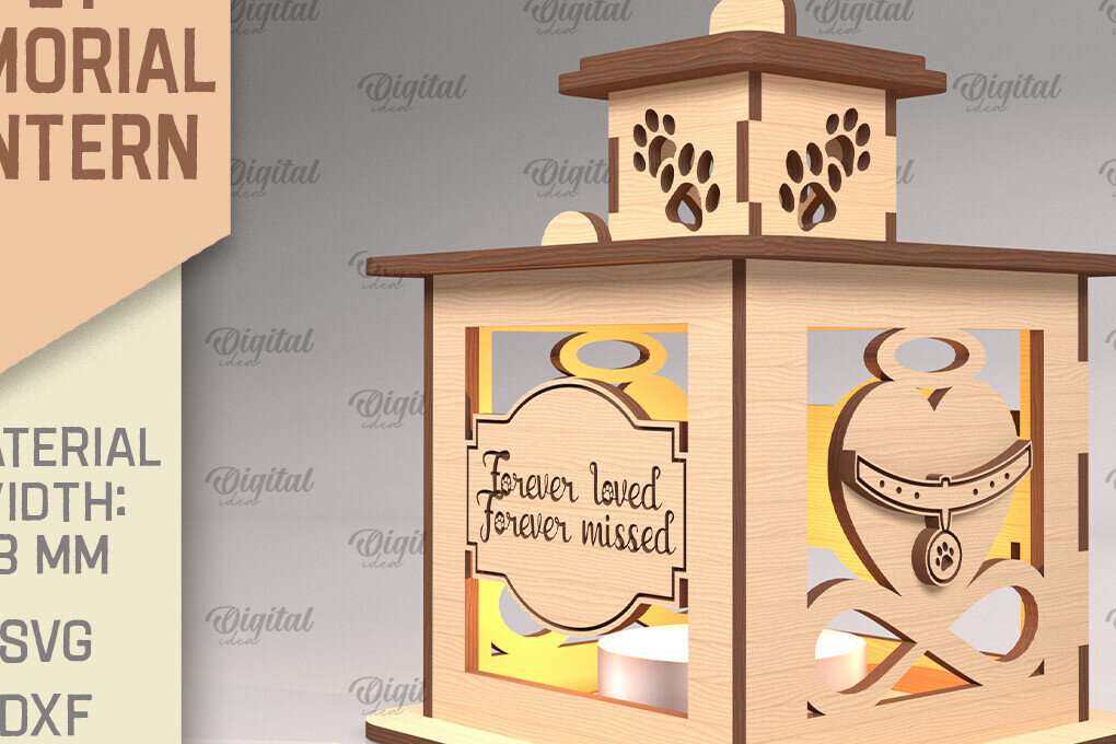 Intra απο ξύλο plywood 3mm-4mm πάχος – Pet Memorial Lantern. 3D Λαμπτήρες Laser Δίασταση  20x20 cm INTRAFABR-92124013