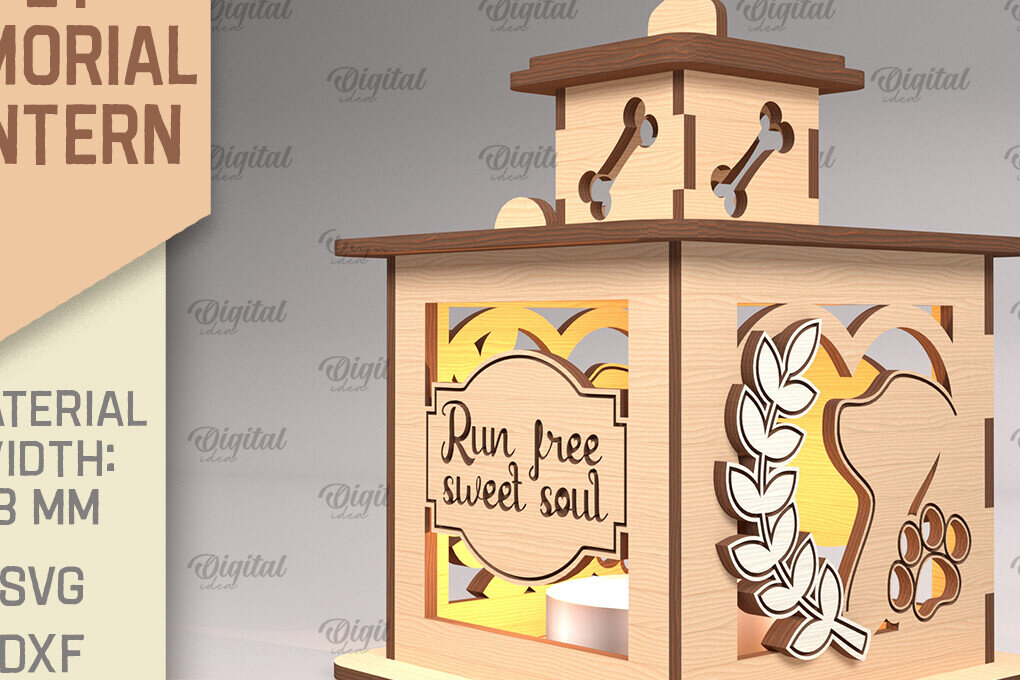 Intra απο ξύλο plywood 3mm-4mm πάχος – Pet Memorial Lantern. 3D Λαμπτήρες Laser Δίασταση  20x20 cm INTRAFABR-92124035