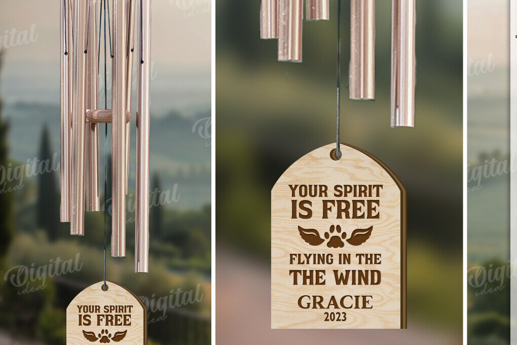 Intra απο ξύλο plywood 3mm-4mm πάχος – Pet Memorial Wind Chime Cut Laser Δίασταση  20x20 cm INTRAFABR-119675334