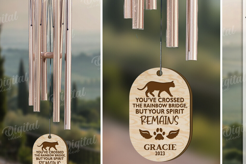 Intra απο ξύλο plywood 3mm-4mm πάχος – Pet Memorial Wind Chime Cut Laser Δίασταση  20x20 cm INTRAFABR-119675484