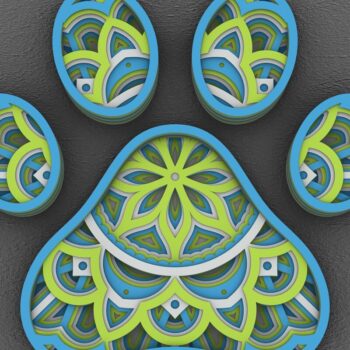 Intra απο ξύλο plywood 3mm-4mm πάχος – Pet Paw 3D Layered Paper Cut, Dog Paw 3D Δίασταση  20x20 cm INTRAFABR-29288875 - Image 1