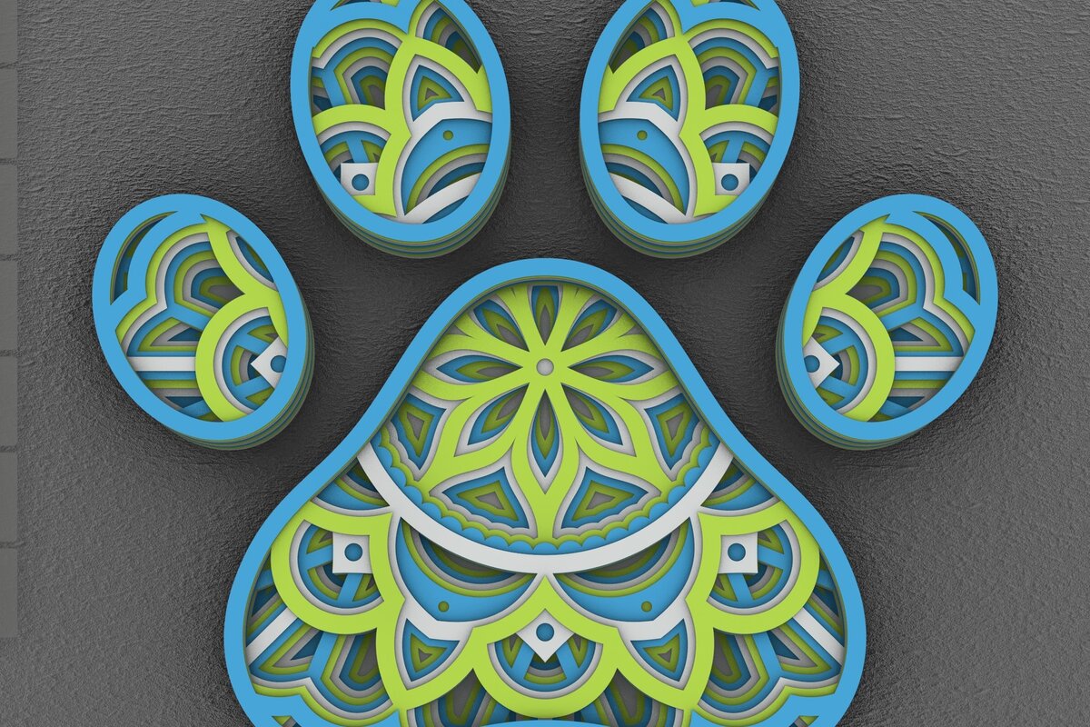 Intra απο ξύλο plywood 3mm-4mm πάχος – Pet Paw 3D Layered Paper Cut, Dog Paw 3D Δίασταση  20x20 cm INTRAFABR-29288875