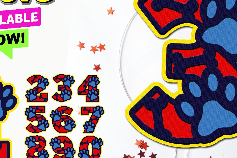 Intra απο ξύλο plywood 3mm-4mm πάχος – Pet Paw Numbers 3D Δίασταση  20x20 cm INTRAFABR-110866941