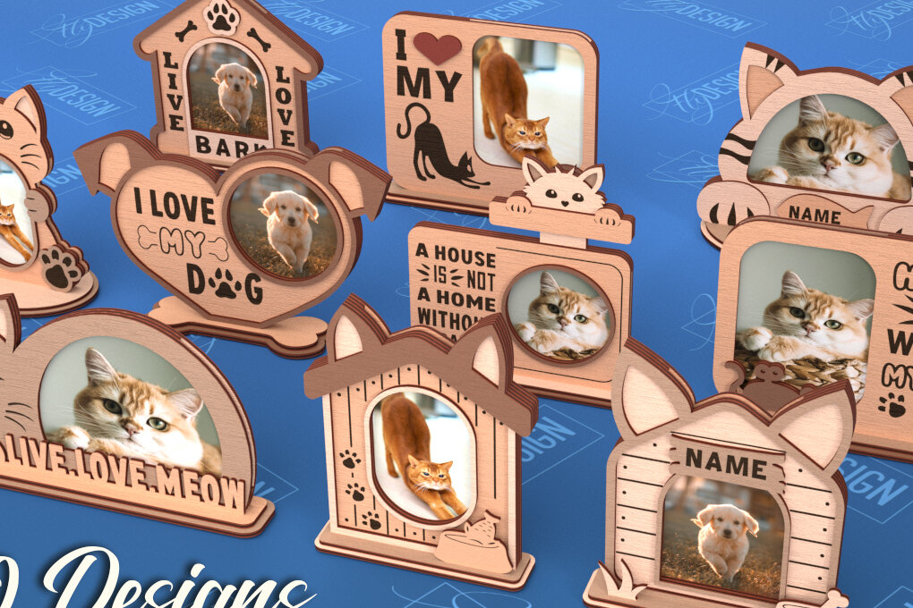 Intra απο ξύλο plywood 3mm-4mm πάχος – Πακέτο κοπής με λέιζερ κορνίζας κατοικίδιων ζώων V.2 Δίασταση  20x20 cm INTRAFABR-101710065