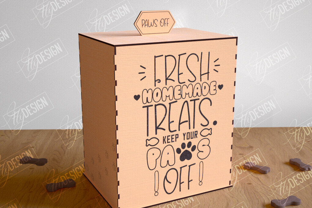 Intra απο ξύλο plywood 3mm-4mm πάχος – Pet Treat Box  κοπής με λέιζερ. 3D κουτί Δίασταση  20x20 cm INTRAFABR-114815318