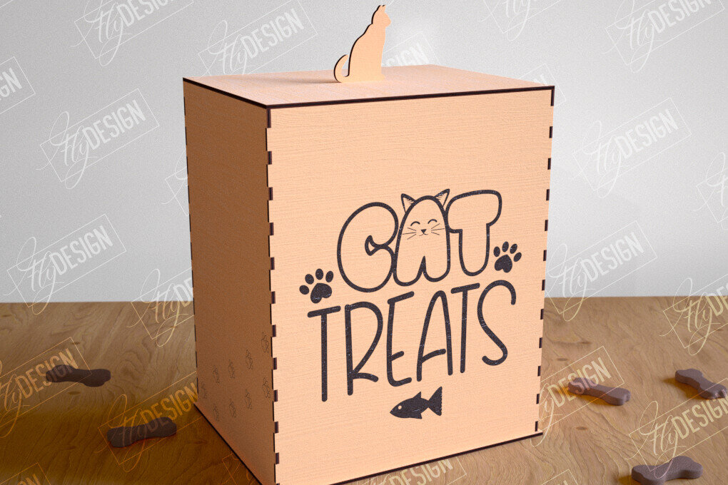 Intra απο ξύλο plywood 3mm-4mm πάχος – Pet Treat Box  κοπής με λέιζερ. 3D κουτί Δίασταση  20x20 cm INTRAFABR-114815063