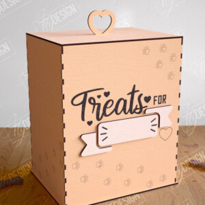 Intra απο ξύλο plywood 3mm-4mm πάχος – Pet Treat Box  κοπής με λέιζερ. 3D κουτί Δίασταση  20x20 cm INTRAFABR-114815216