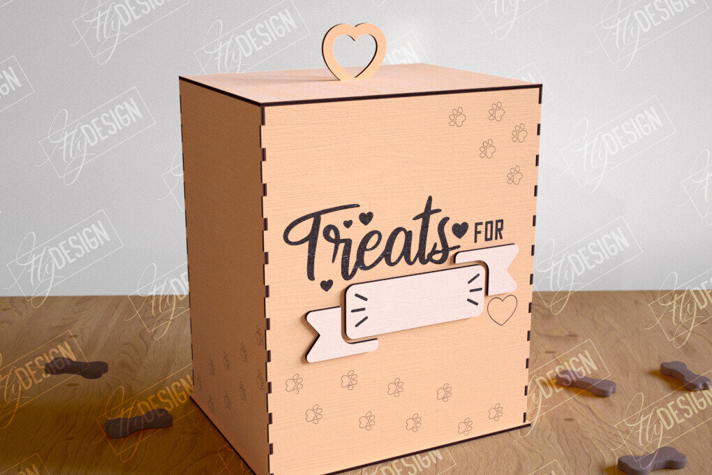 Intra απο ξύλο plywood 3mm-4mm πάχος – Pet Treat Box  κοπής με λέιζερ. 3D κουτί Δίασταση  20x20 cm INTRAFABR-114815216