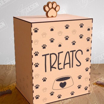 Intra απο ξύλο plywood 3mm-4mm πάχος – Pet Treat Box  κοπής με λέιζερ. 3D κουτί Δίασταση  20x20 cm INTRAFABR-114815018 - Image 1