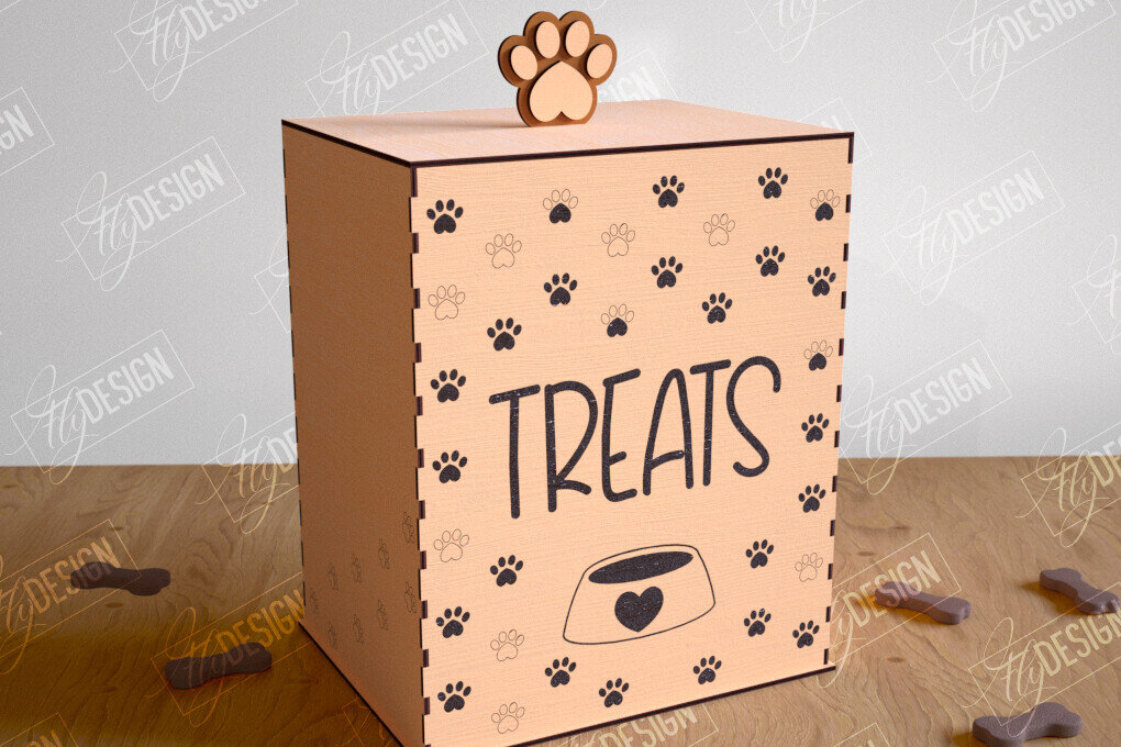 Intra απο ξύλο plywood 3mm-4mm πάχος – Pet Treat Box  κοπής με λέιζερ. 3D κουτί Δίασταση  20x20 cm INTRAFABR-114815018