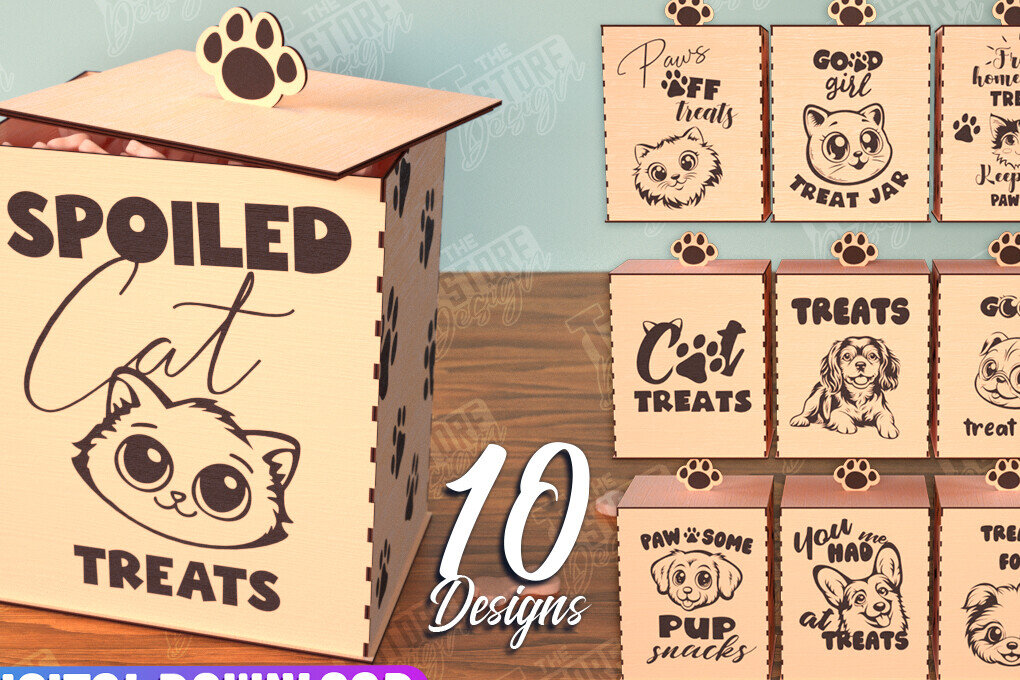 Intra απο ξύλο plywood 3mm-4mm πάχος – Pet Treat Containers Bundle | Λιχουδιές Δίασταση  20x20 cm INTRAFABR-112630784