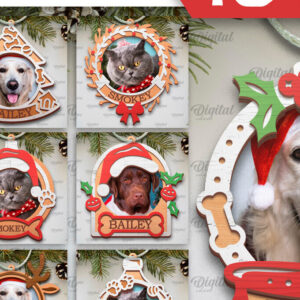 Intra απο ξύλο plywood 3mm-4mm πάχος – Pets Χριστουγεννιάτικα στολίδια LaserCut Πακέτο Δίασταση  20x20 cm INTRAFABR-104865568