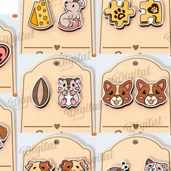 Intra απο ξύλο plywood 3mm-4mm πάχος – Σκουλαρίκια για κατοικίδια Πακέτο κοπής με λέιζερ Δίασταση 5x5 cm INTRAFABR-115295395 - Image 2