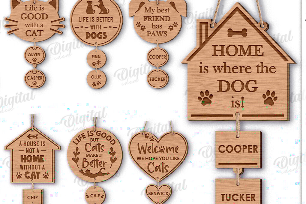 Intra απο ξύλο plywood 3mm-4mm πάχος – Pets Personalized Decors Πακέτο Lasercut Δίασταση  20x20 cm INTRAFABR-123768250