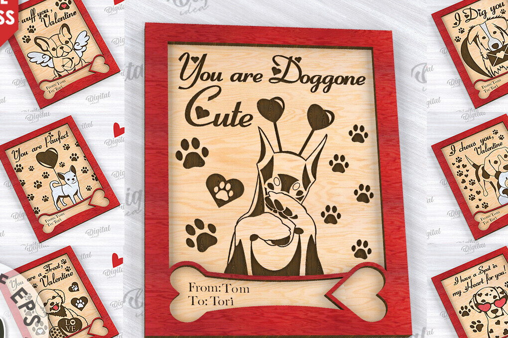 Intra απο ξύλο plywood 3mm-4mm πάχος – Πακέτο κοπής με λέιζερ Κάρτες Αγίου Βαλεντίνου για κατοικίδια Δίασταση  20x20 cm INTRAFABR-111673865