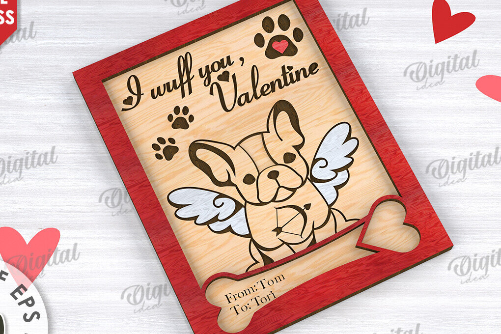 Intra απο ξύλο plywood 3mm-4mm πάχος – Κάρτα για την Ημέρα του Αγίου Βαλεντίνου για κατοικίδια, Δίασταση  20x20 cm INTRAFABR-111610444